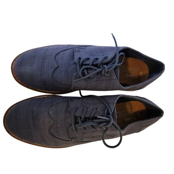 TOMS mens navy blue oxford shoes, canvas, casual. Size 8. - Picture 3 of 5